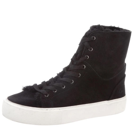 UGG Suede High Top Sneakers Shearling Size 8 - Picture 1 of 12